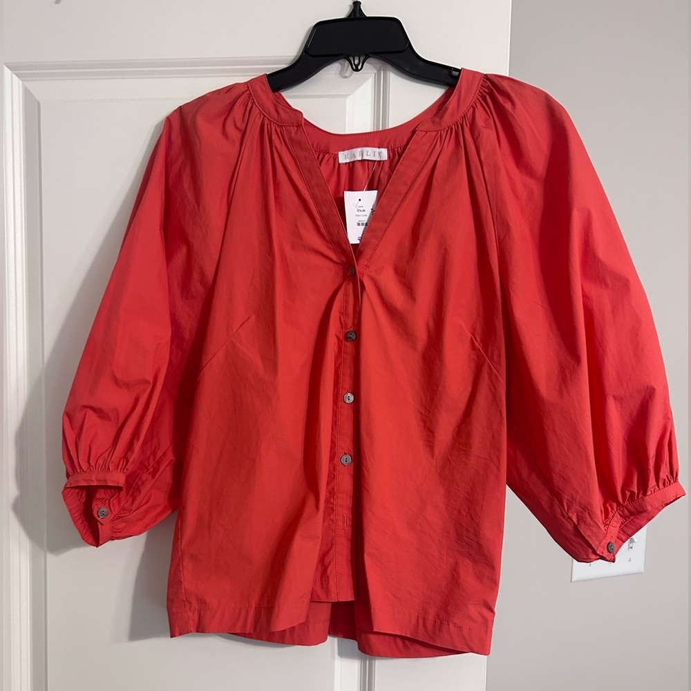 Karlie Orange Poplin Top Large
